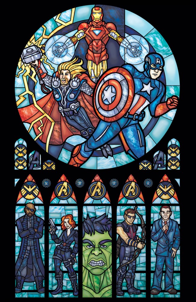 stained glass superhero prints