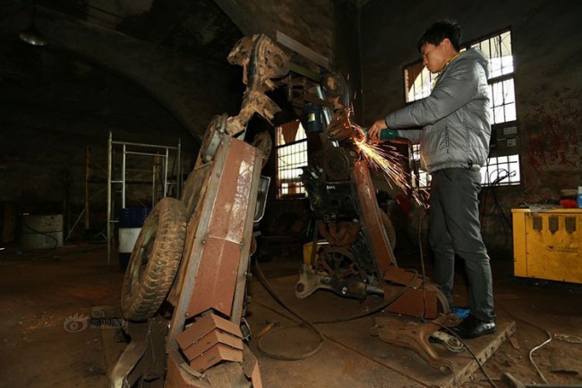 giant transformers built from car parts