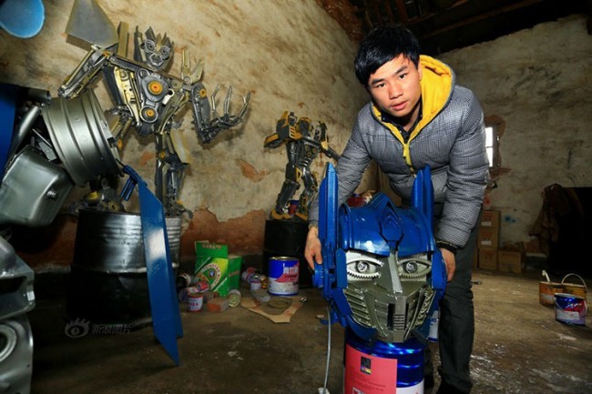 giant transformers built from car parts
