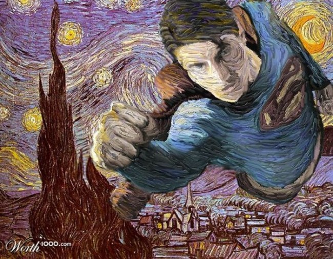 superheroes in famous paintings