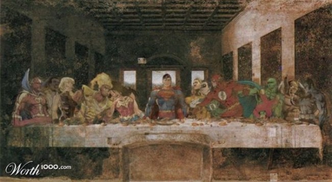 superheroes in famous paintings