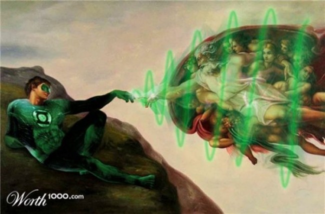 superheroes in famous paintings