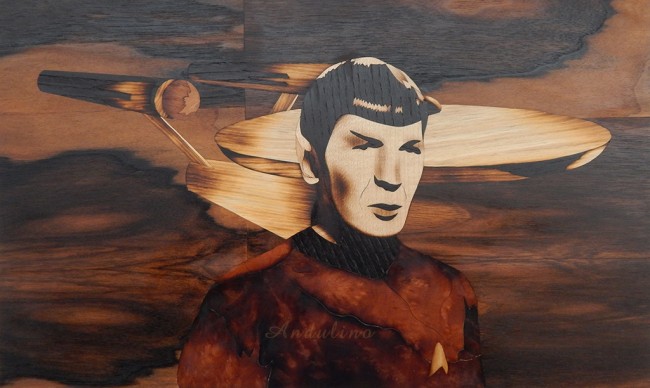 star trek spock wooden table