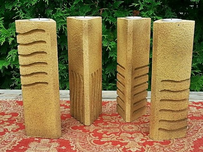 Fifth Element Stones Pillar Candle Holders