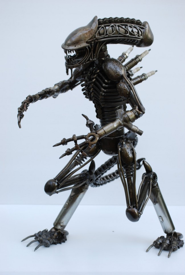 scrap metal sci fi sculptures