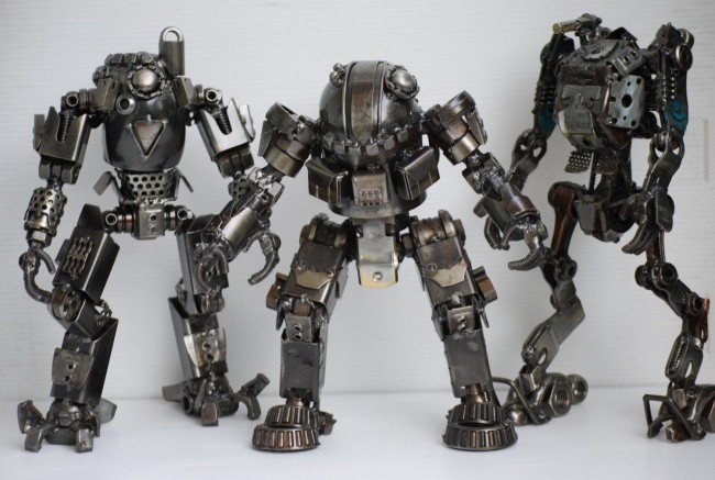scrap metal sci fi sculptures