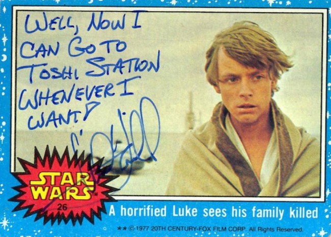 Mark Hamill Knows How To Autograph Star Wars Trading Cards