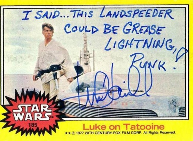 Mark Hamill Knows How To Autograph Star Wars Trading Cards