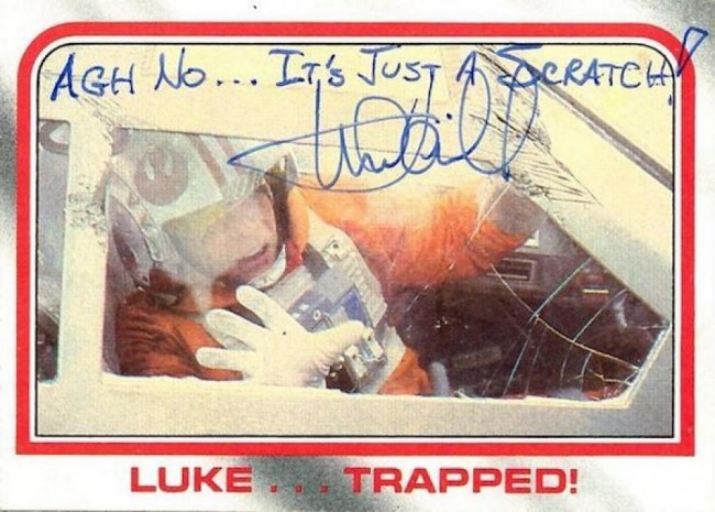 Mark Hamill Knows How To Autograph Star Wars Trading Cards