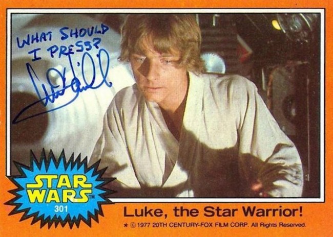 Mark Hamill Knows How To Autograph Star Wars Trading Cards