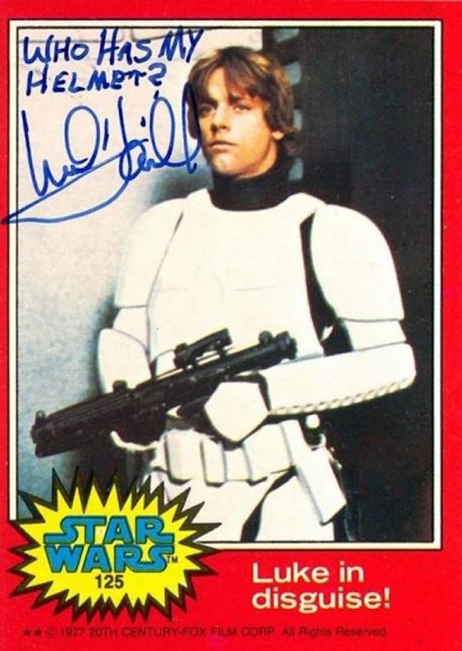 Mark Hamill Knows How To Autograph Star Wars Trading Cards