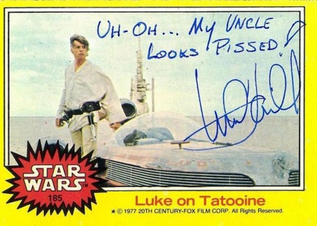 Mark Hamill Knows How To Autograph Star Wars Trading Cards