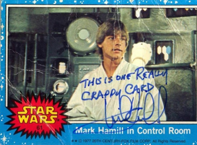 Mark Hamill Knows How To Autograph Star Wars Trading Cards