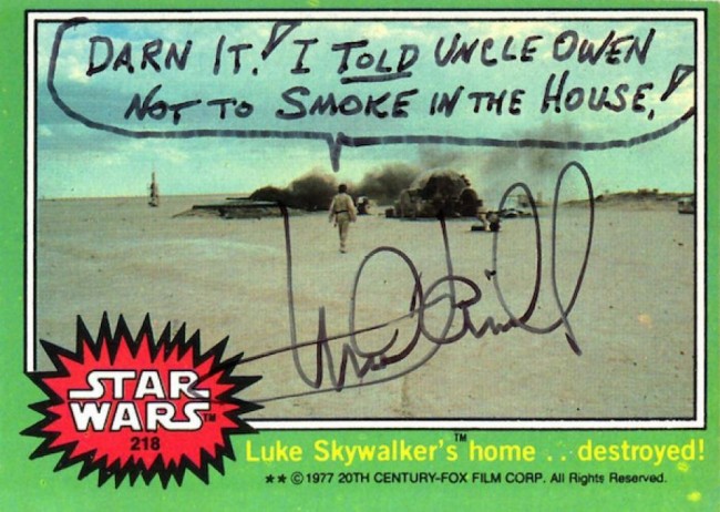 Mark Hamill Knows How To Autograph Star Wars Trading Cards