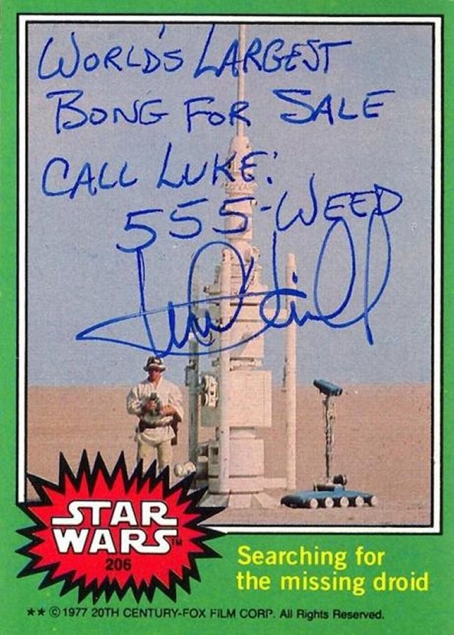 Mark Hamill Knows How To Autograph Star Wars Trading Cards