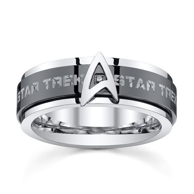Star Trek Stainless Steel & Black IP Spinner Band Ring