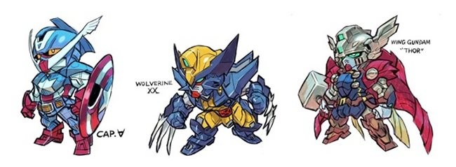 marvel superheroes become gundam robots