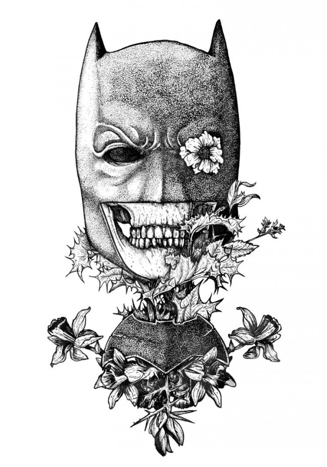 Batman, Superman And Wonder Woman Tattoo-Style Art