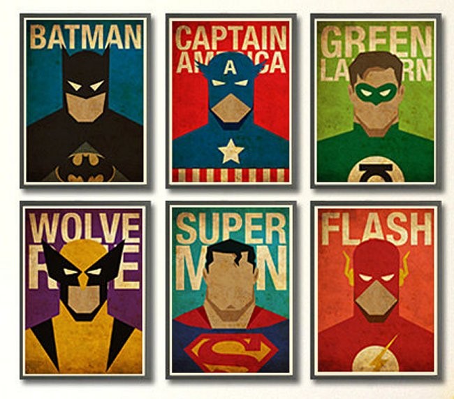 Cool Set Of Superhero Minimalist Posters
