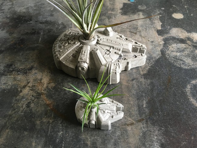 Death Star and Millennium Falcon Planters