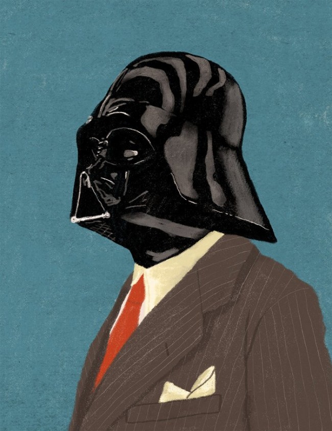 Retro Star Wars Characters Wearing Suits