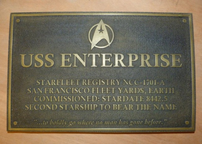 Star Trek USS Enterprise Dedication Plaque Prop Replica