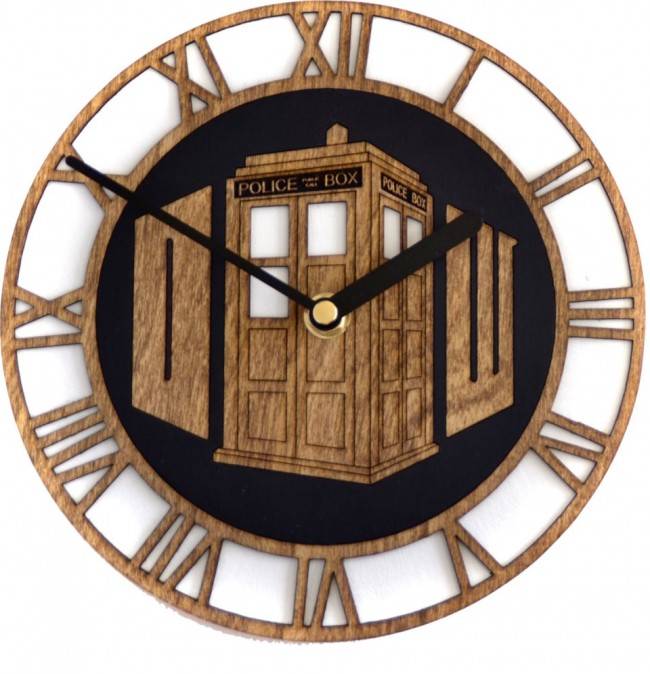 Beautiful Wood Doctor Who Wall Clock