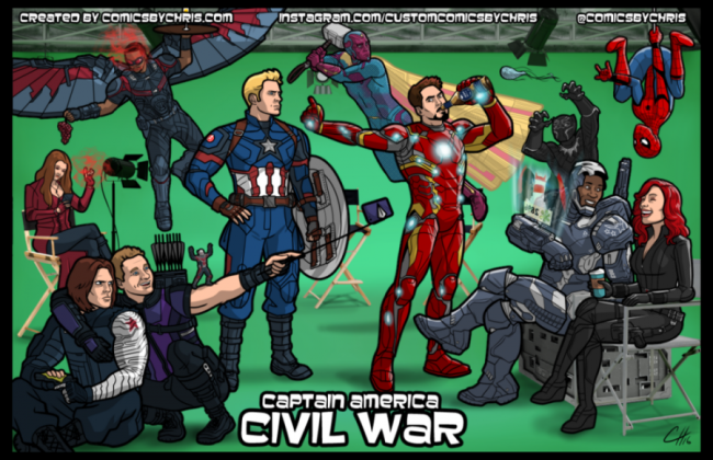 Captain America Civil War In The Style Of ARCHER
