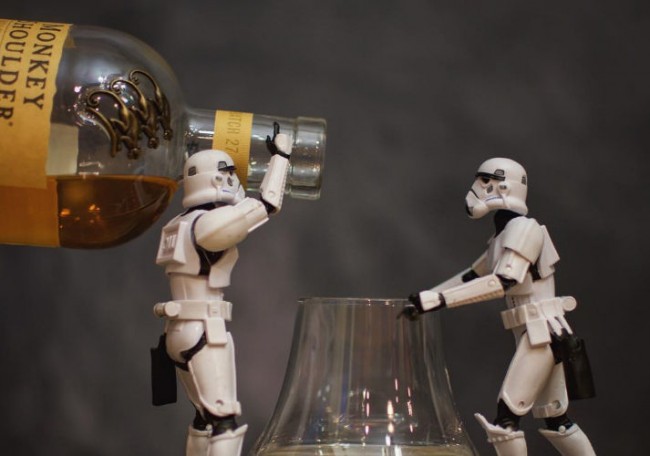 Stormtroopers Posing With Whisky Bottles