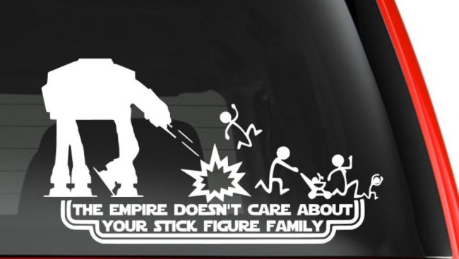The Empire Doesn't Care About Your Stick Figure Family Car Decal