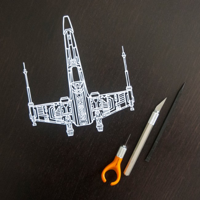 Amazing Papercut X-Wing and Millennium Falcon