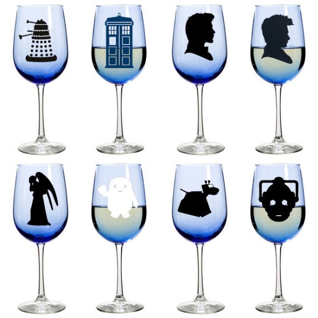 Blue Doctor Who Wine Glasses