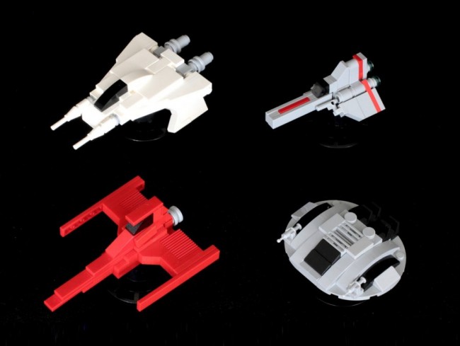 Miniature LEGO Buck Rogers and Battlestar Galactica Ships
