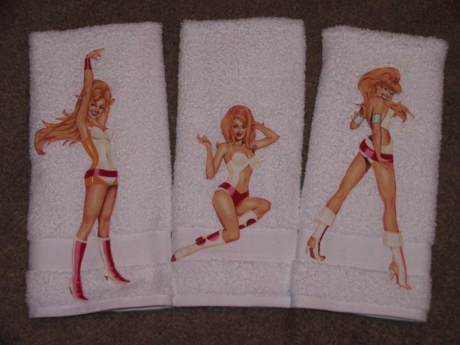 Retro Barbarella Hand Towels