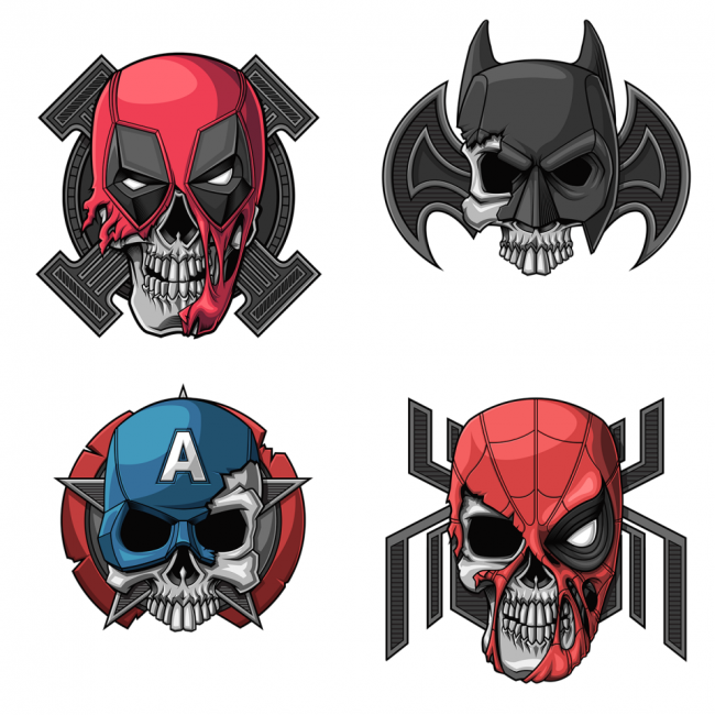 The Skull Of A Hero - Badass Tattoo Style Superhero Skulls