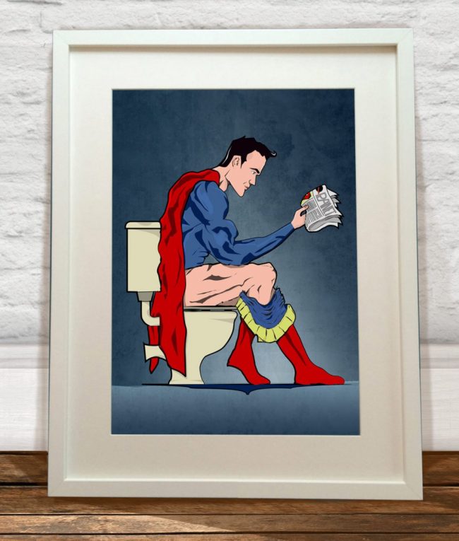 Superheroes On The Toilet Art Prints